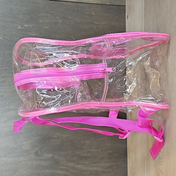 Barbie Clear Plastic Backpack With Pink Trim 10x14.5" - Picture 4 of 9